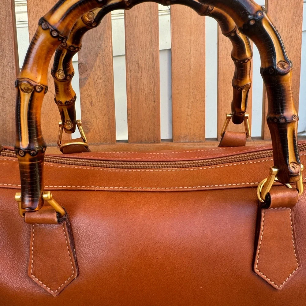 Gucci Authentic Vintage Bamboo Handle Bag - Brown Leather with COA - Picture 10 of 17